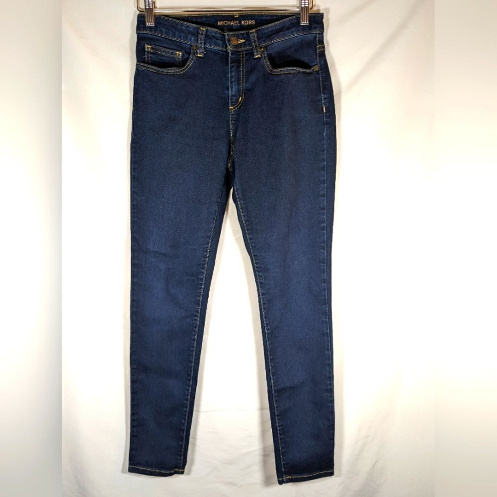 Michael Kors Izzy Skinny Dark Wash Denim Mid Rise Jeans Size 6